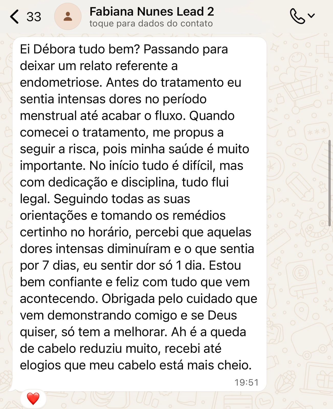 Relato de sucesso da Fabiana